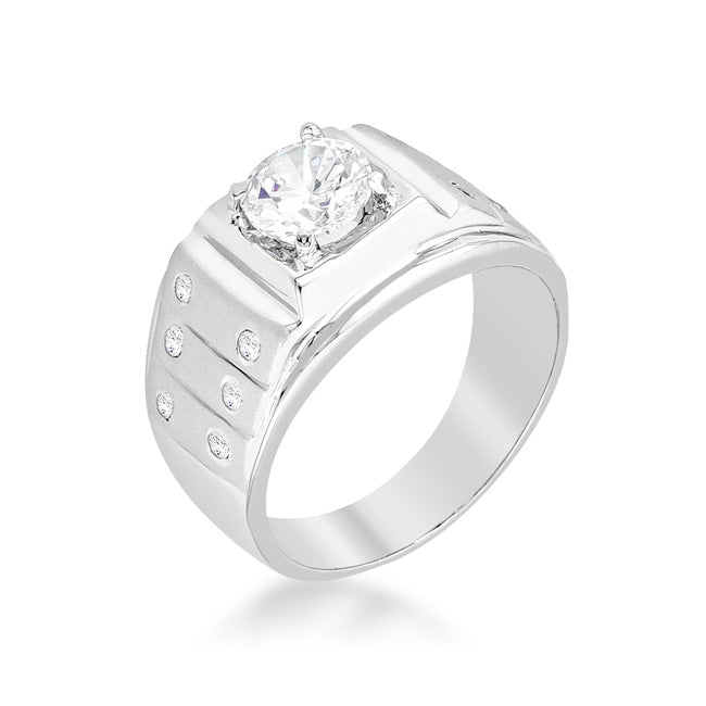 Avera Iron Man Cubic Zirconia Ring in Sterling Silver Finish