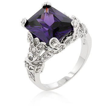Avera Amethyst Princess Cut Statement Ring Size 5