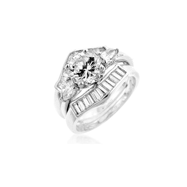 Avera Two-Piece Engagement Ring Set in Radiant Silver