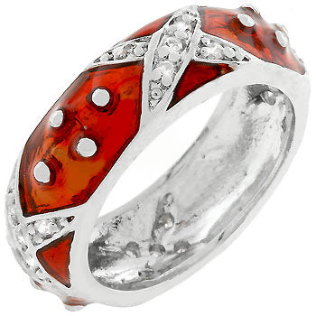 Avera Marbled Enamel Ring in Crimson Red Size 5