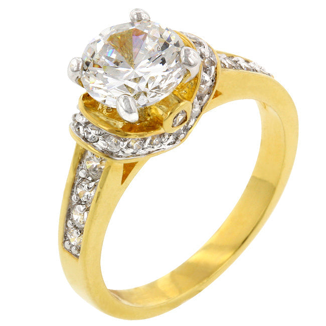 Avera Golden Regal Cubic Zirconia Oval Fashion Ring