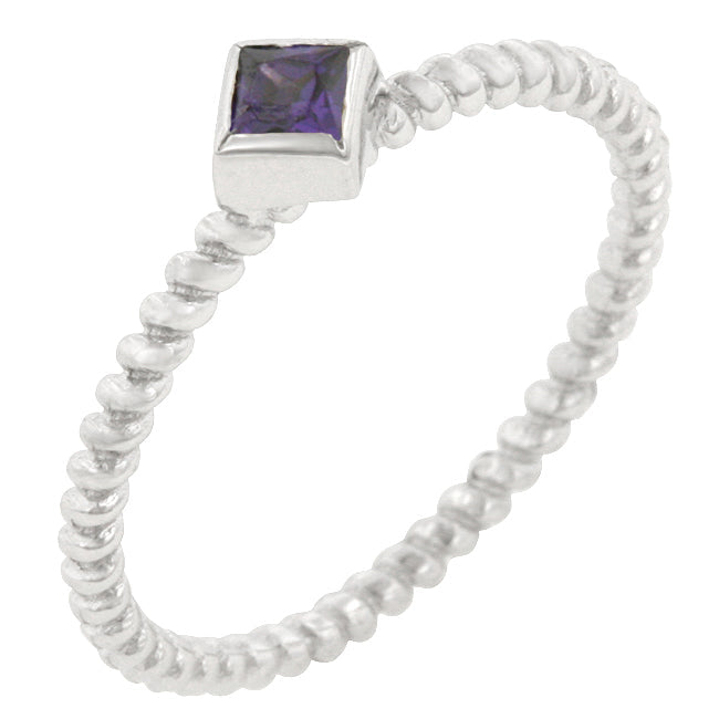 Avera Twisted Petite Solitaire Ring In Purple Crystal