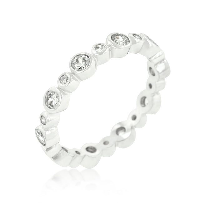 Avera Alternating Bezel Linked Cubic Zirconia Eternity Band in Silver