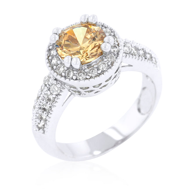 Avera Eye Cubic Zirconia Cocktail Ring In Gold Finish