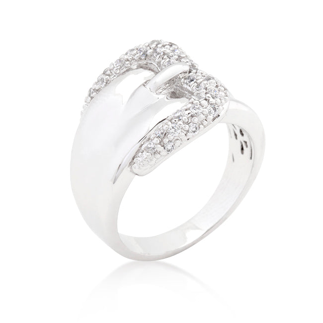 Avera Simple Cubic Zirconia Belt Ring in Polished Silver