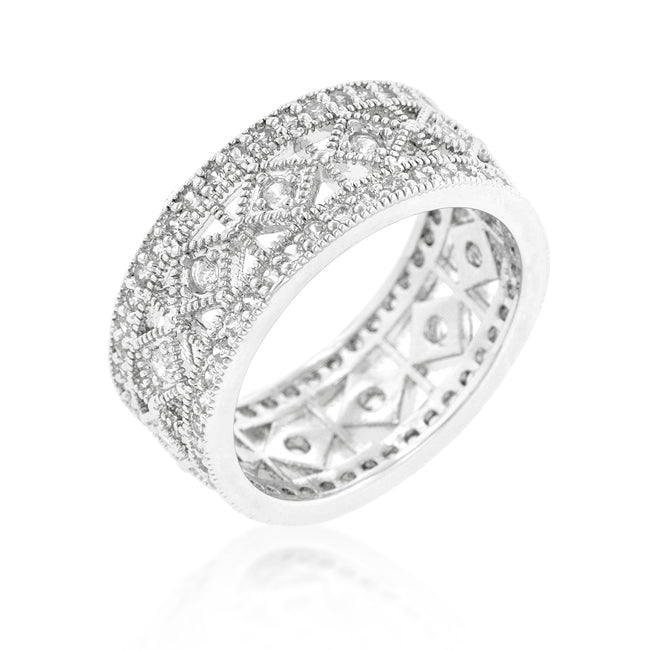 Avera Simple Classic Cubic Zirconia Band in Sterling Silver