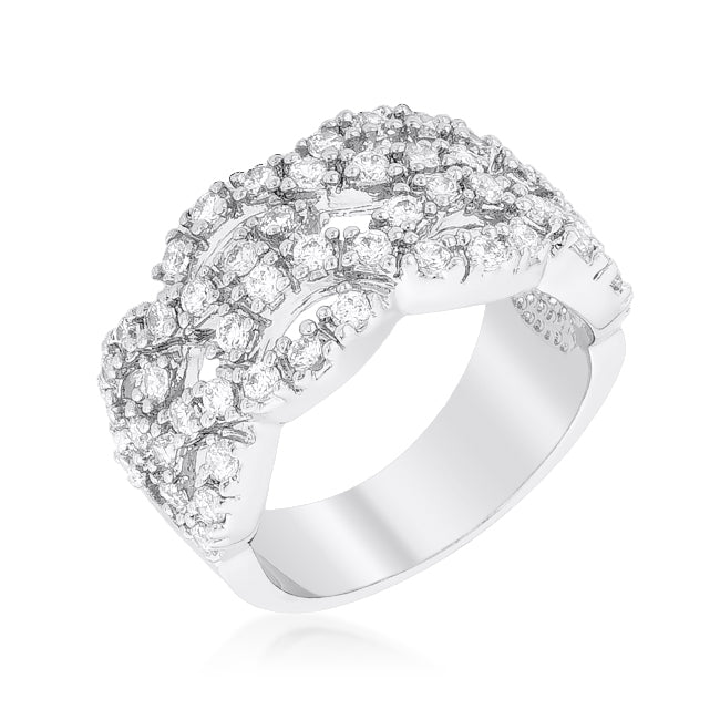 Avera Braided Cubic Zirconia Statement Cocktail Ring in Silver