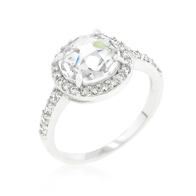 Avera Halo Style Faceted Engagement Ring in Sterling Silver