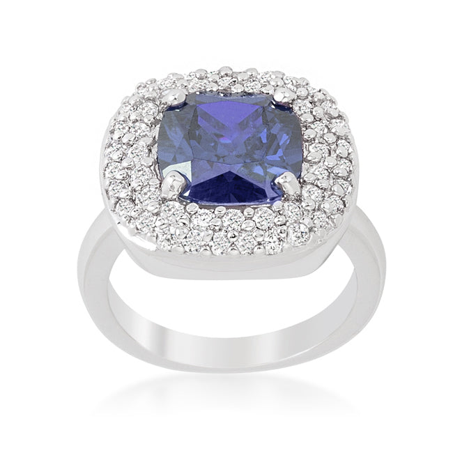 Avera Micropave Bridal Cocktail Ring in Rhodium Finish