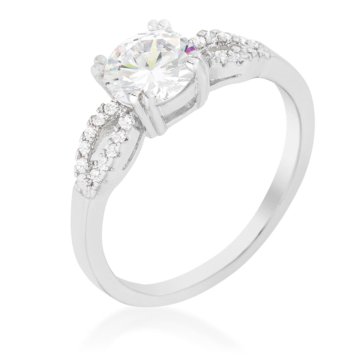 Avera Royal Inspired Round Solitaire Engagement Ring in Silver