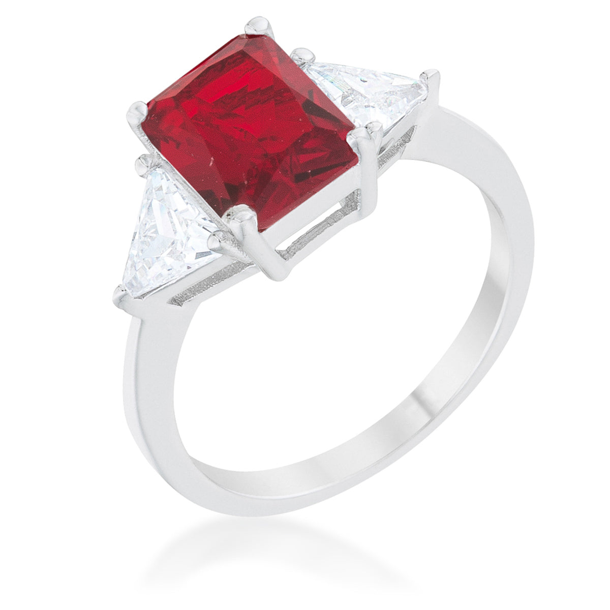 Avera Classic Princess Cut Engagement Ring With Baguette Accents