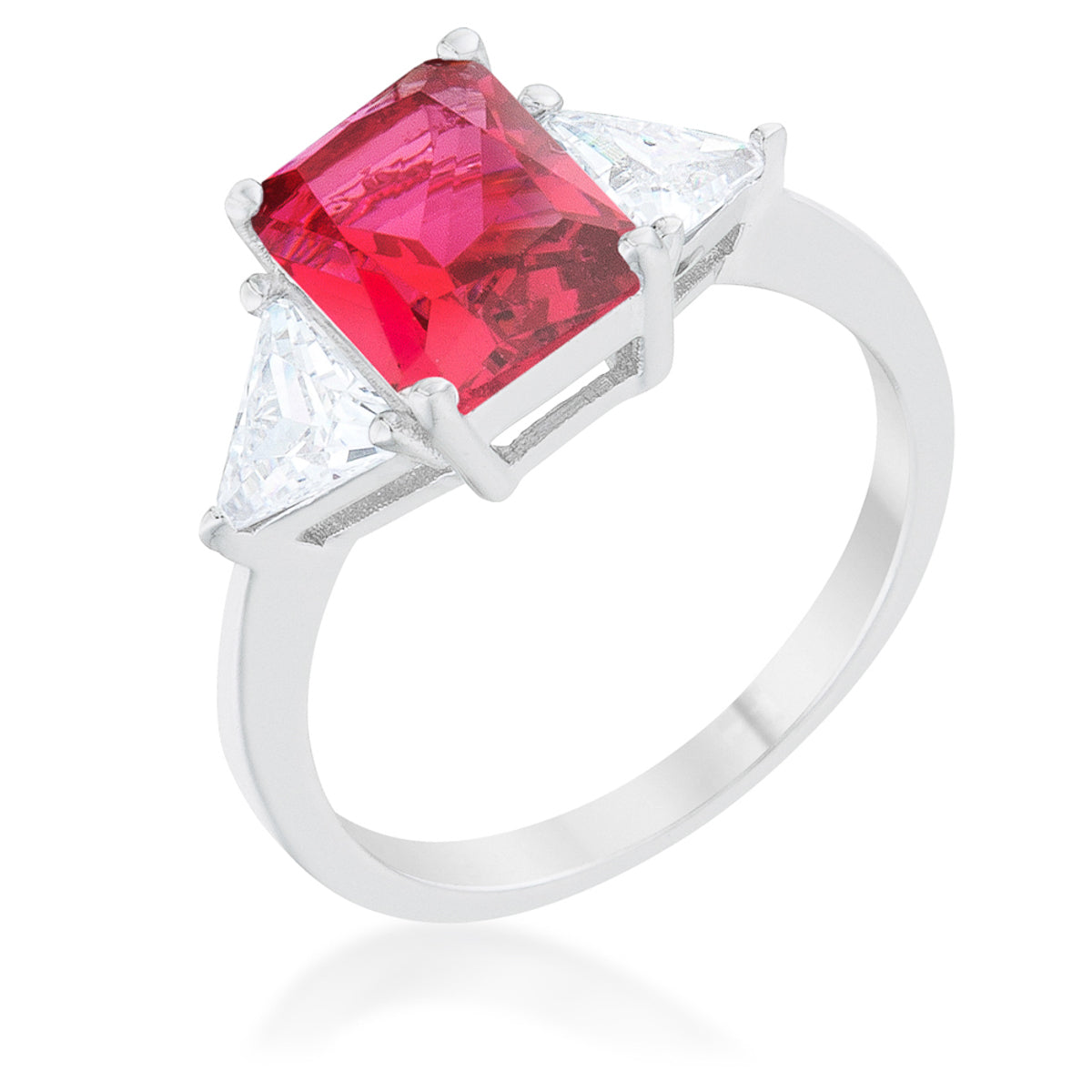 Avera Classic Princess Cut Engagement Ring With Baguette Accents