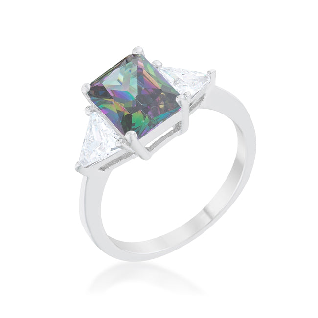 Avera Classic Princess Cut Engagement Ring With Baguette Accents