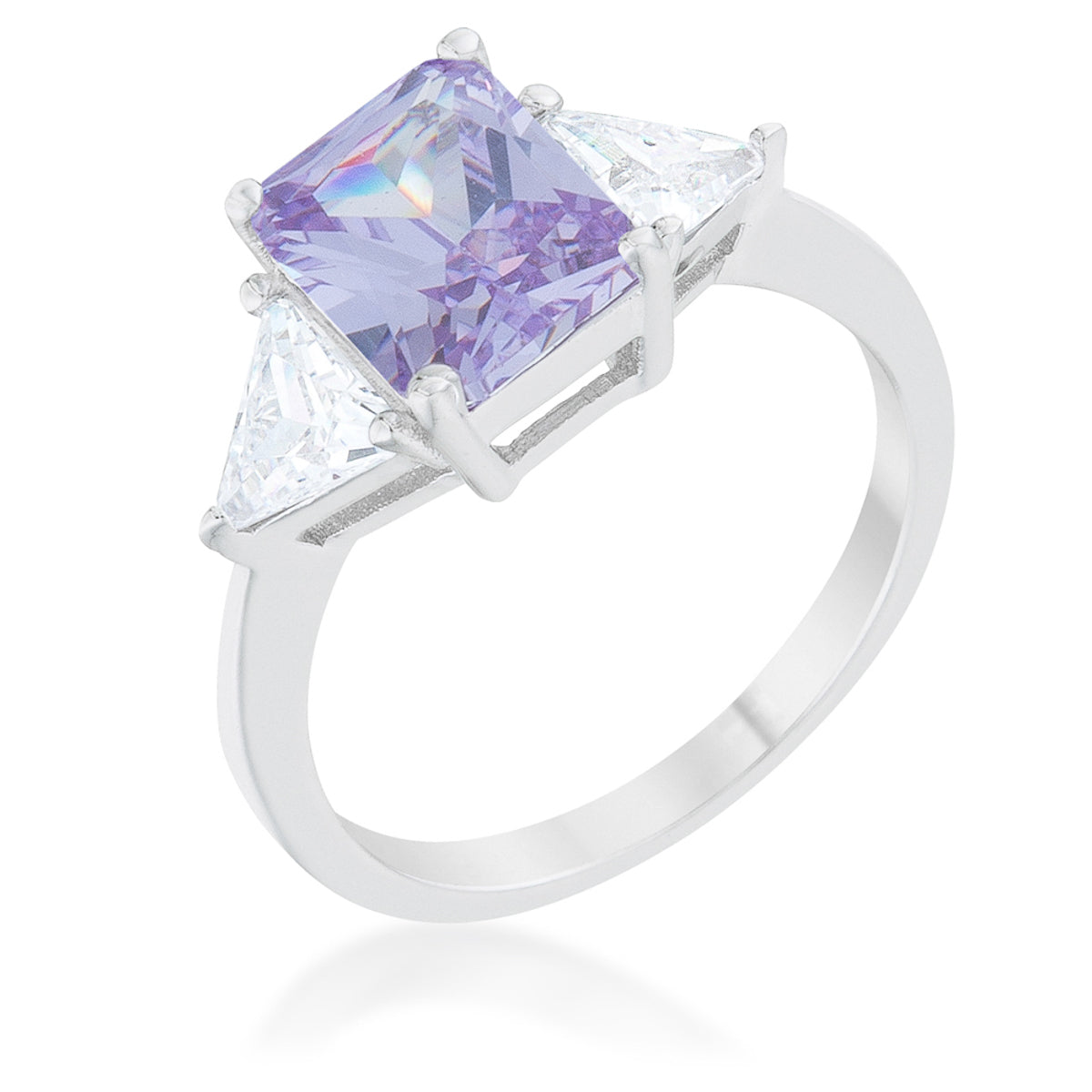 Avera Classic Princess Cut Engagement Ring With Baguette Accents