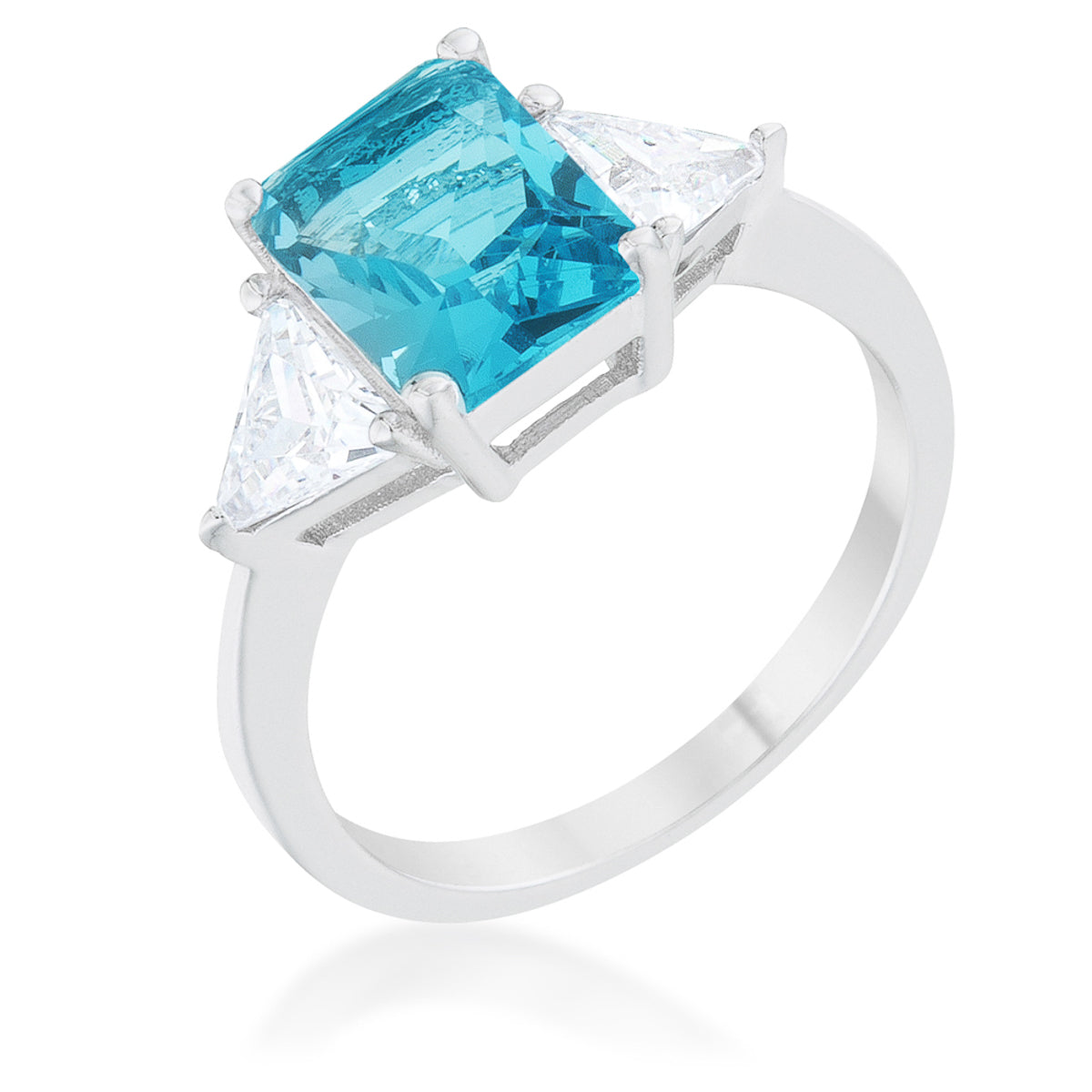 Avera Classic Princess Cut Engagement Ring With Baguette Accents