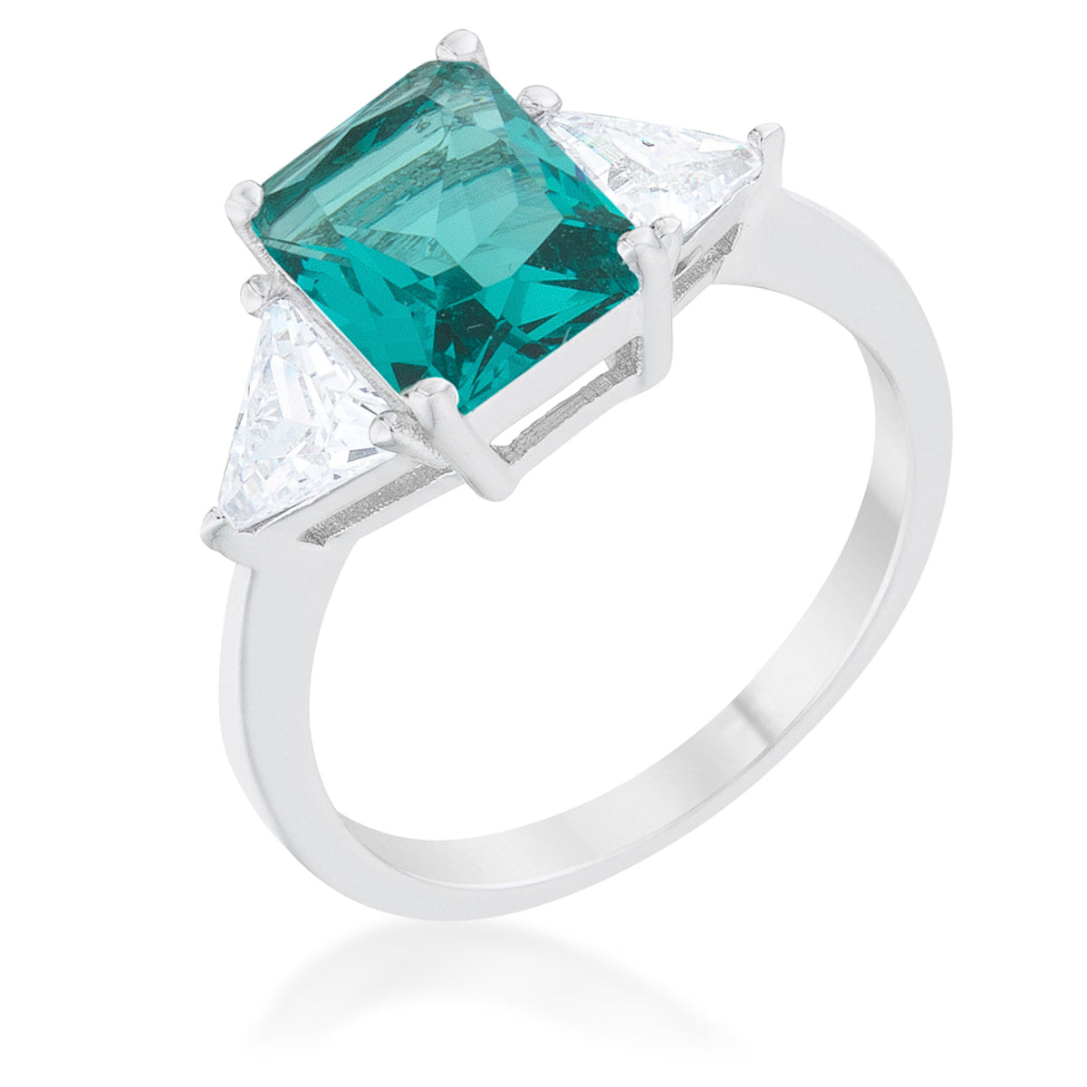 Avera Classic Princess Cut Engagement Ring With Baguette Accents