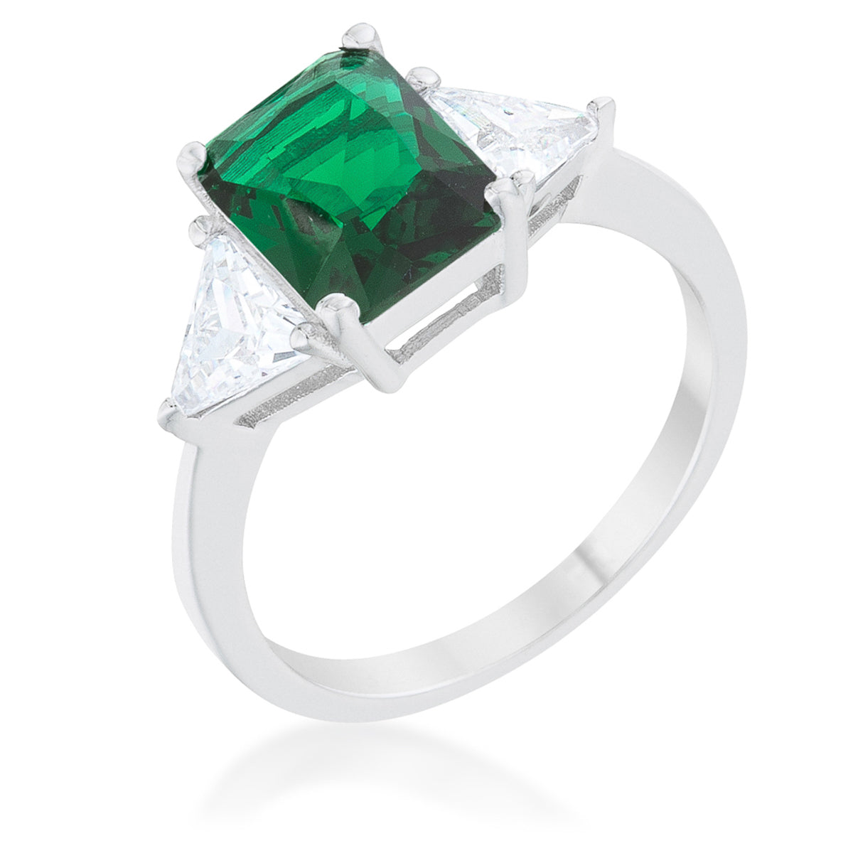 Avera Classic Princess Cut Engagement Ring With Baguette Accents