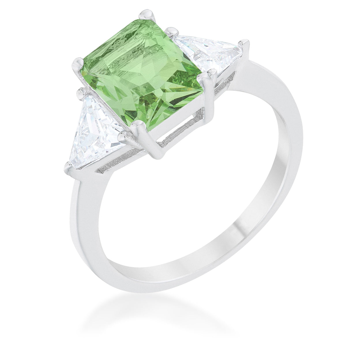 Avera Classic Princess Cut Engagement Ring With Baguette Accents
