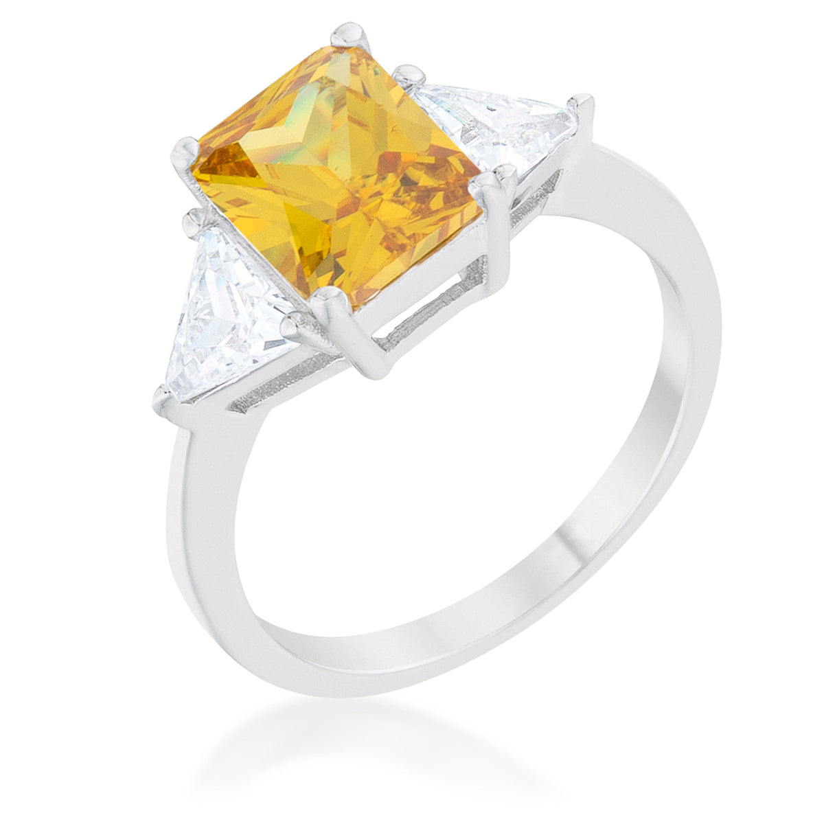 Avera Classic Princess Cut Engagement Ring With Baguette Accents