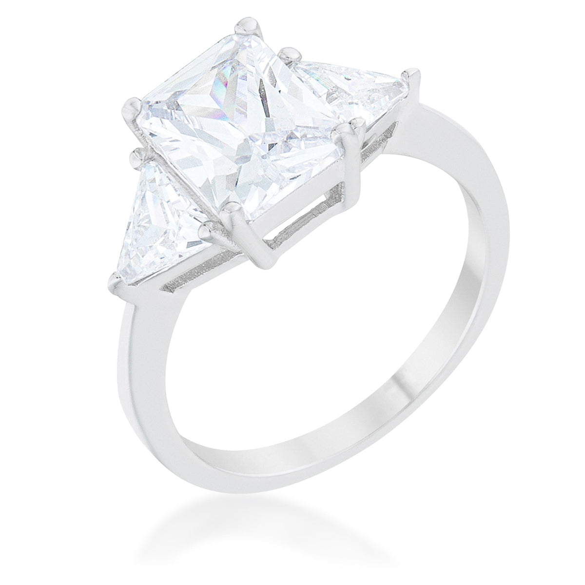 Avera Classic Princess Cut Engagement Ring With Baguette Accents