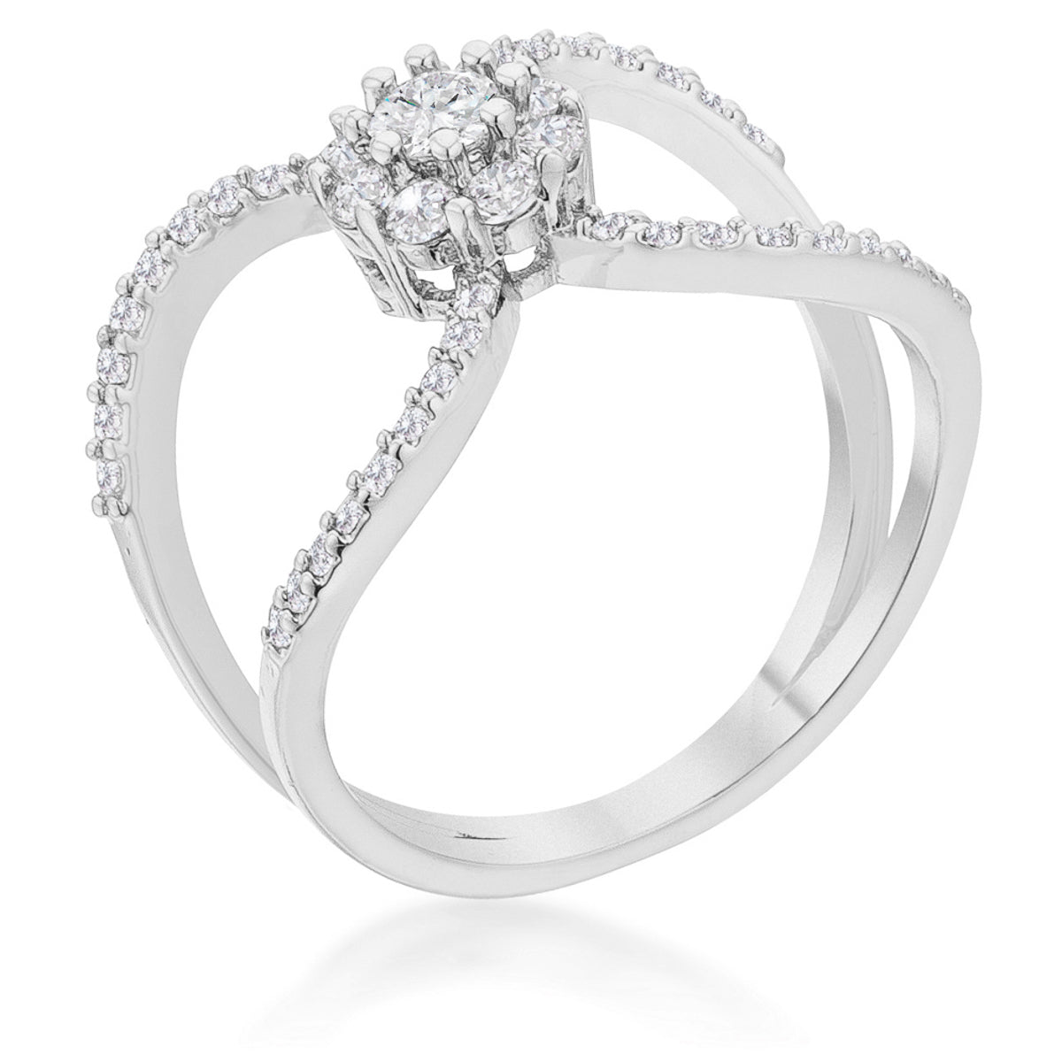 Avera 0.4ct Cubic Zirconia Delicate Floral Wrap Ring in Pink