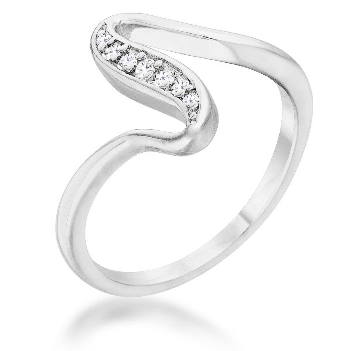 Avera Sheryl 0.07ct CZ 14k Gold Simple Wave Ring