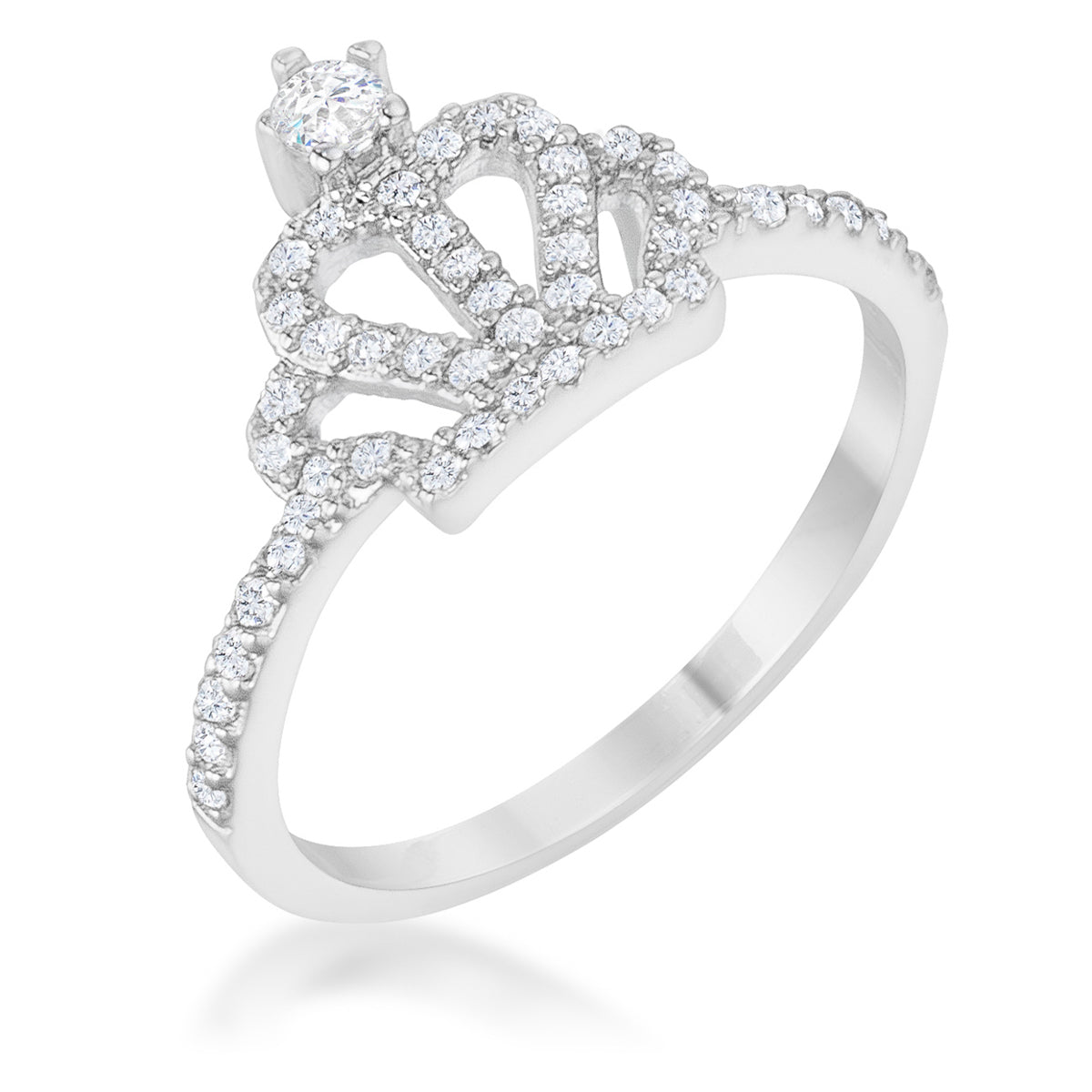 Avera Elina 0.36ct Cubic Zirconia Simple Crown Ring in Silver Tone