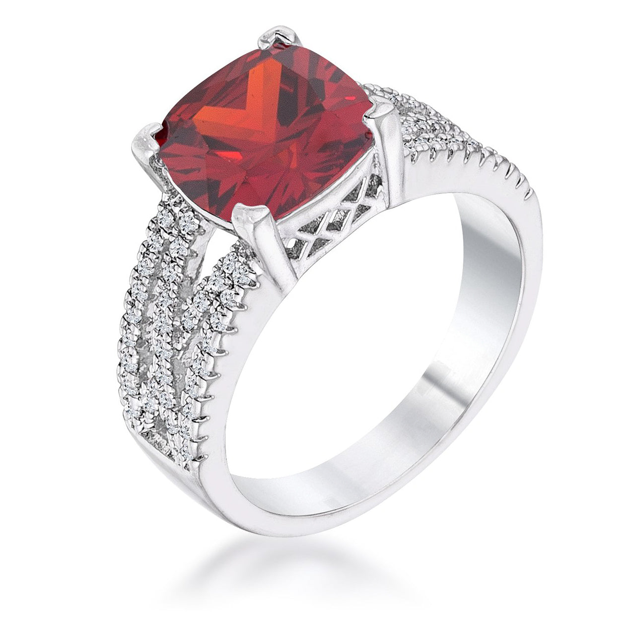 Avera 3Ct Elegant Plated Criss-Cross Cubic Zirconia Engagement Ring