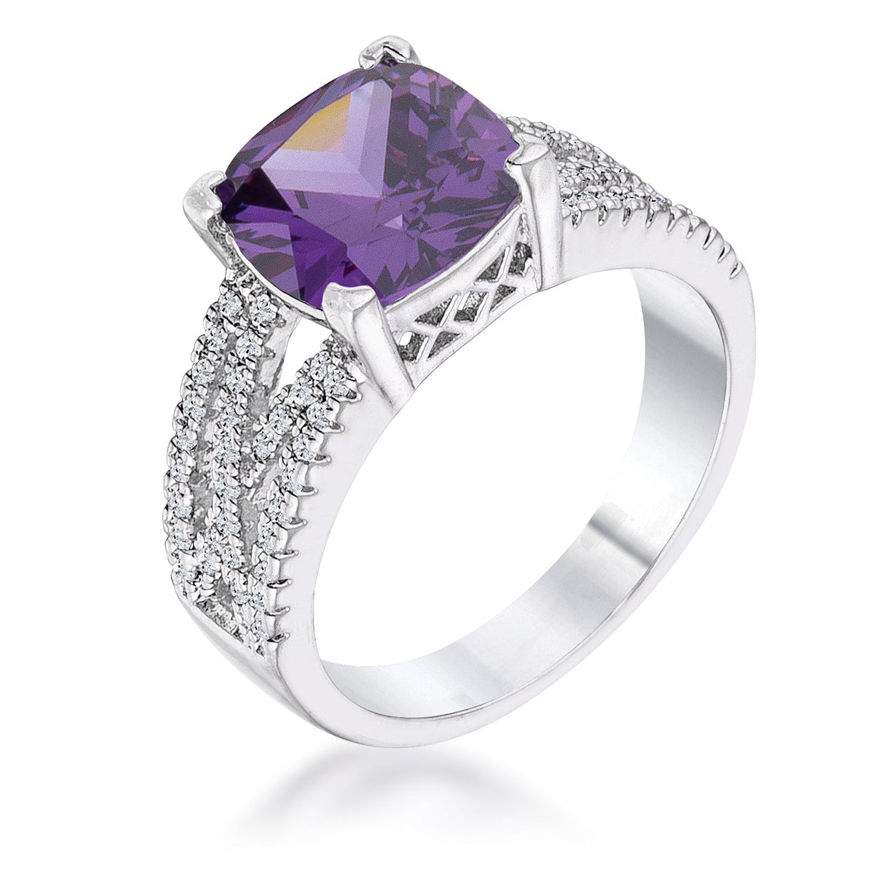 Avera 3Ct Elegant Plated Criss-Cross Cubic Zirconia Engagement Ring