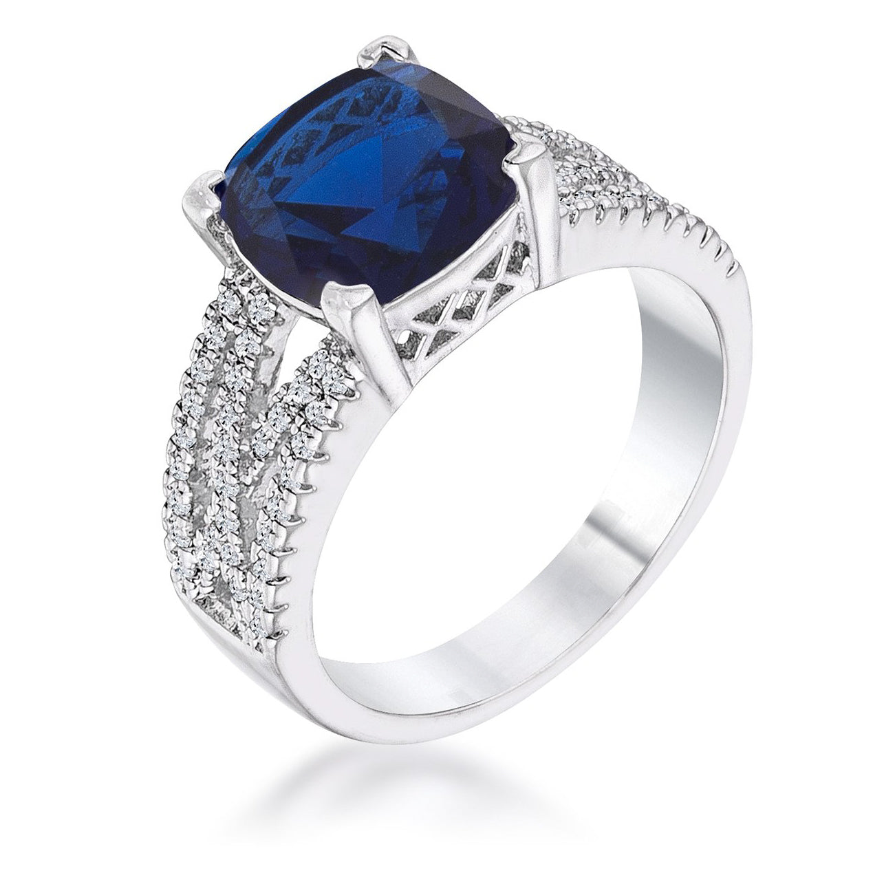 Avera 3Ct Elegant Plated Criss-Cross Cubic Zirconia Engagement Ring