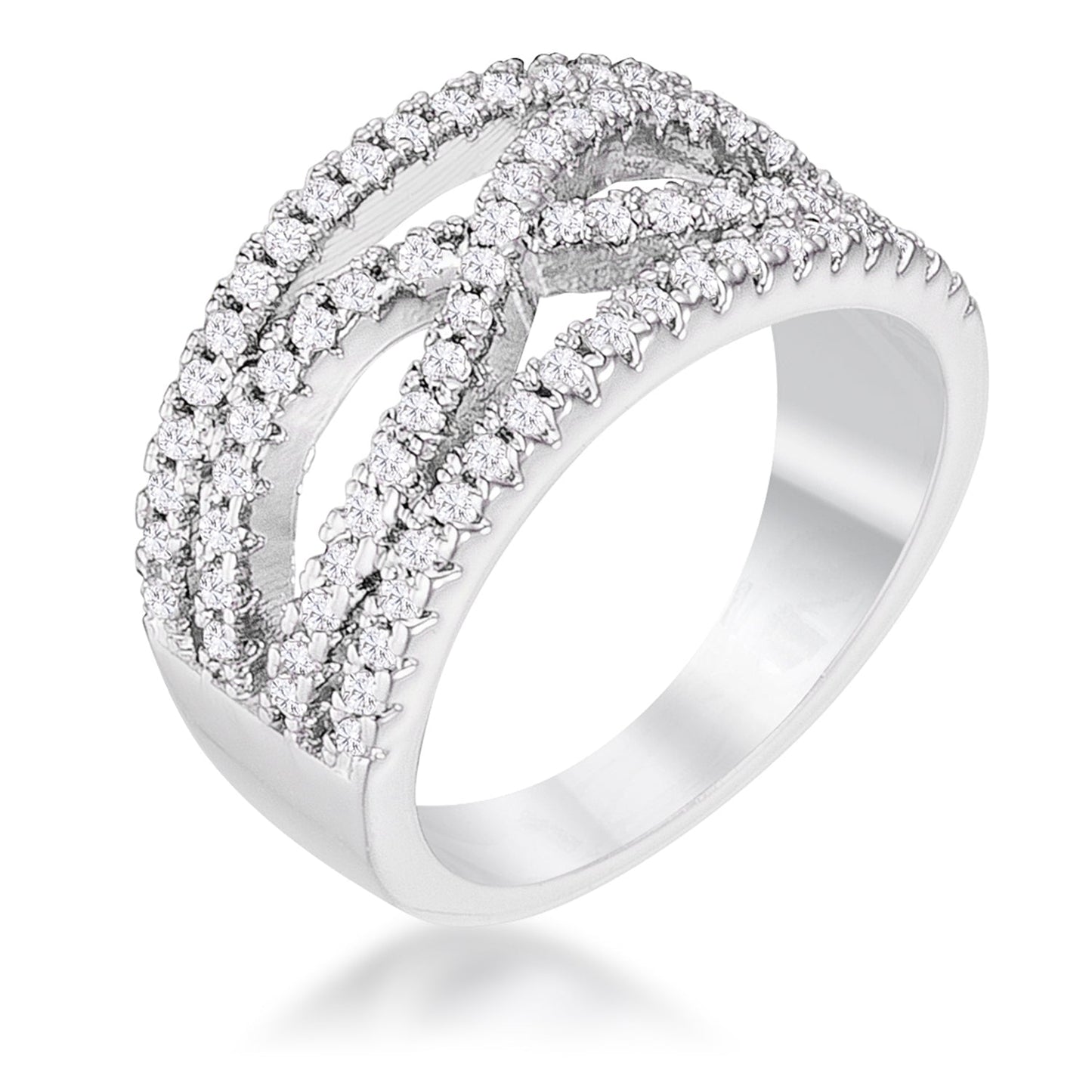 Avera .4Ct Plated Classic Twist Wide Cz Ring