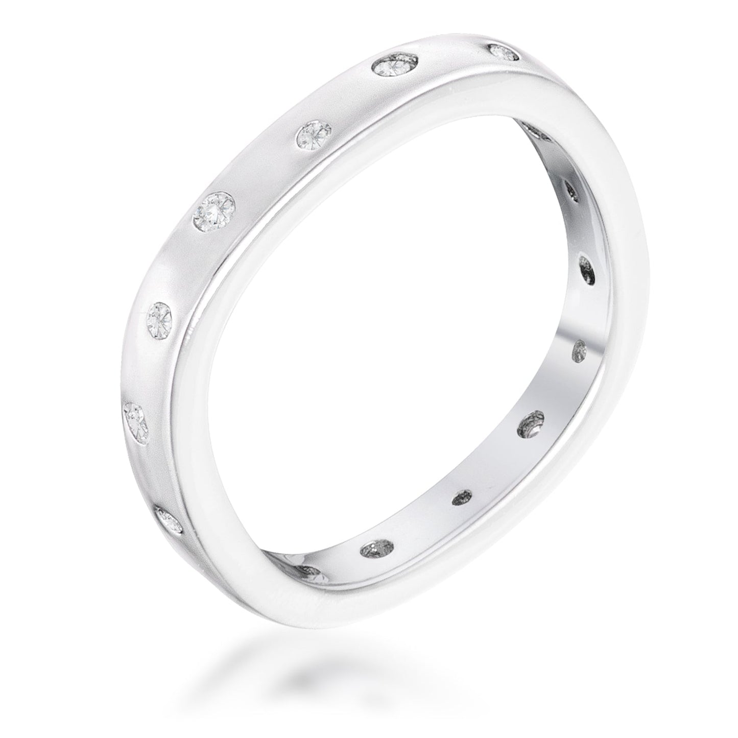 Avera .23Ct Plated Cz Speckled Square Shaped Stackable Band