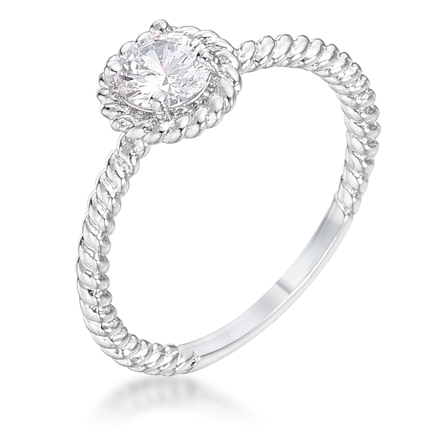 Avera .45Ct Plated Mini Twisted Rope Cz Solitaire Ring