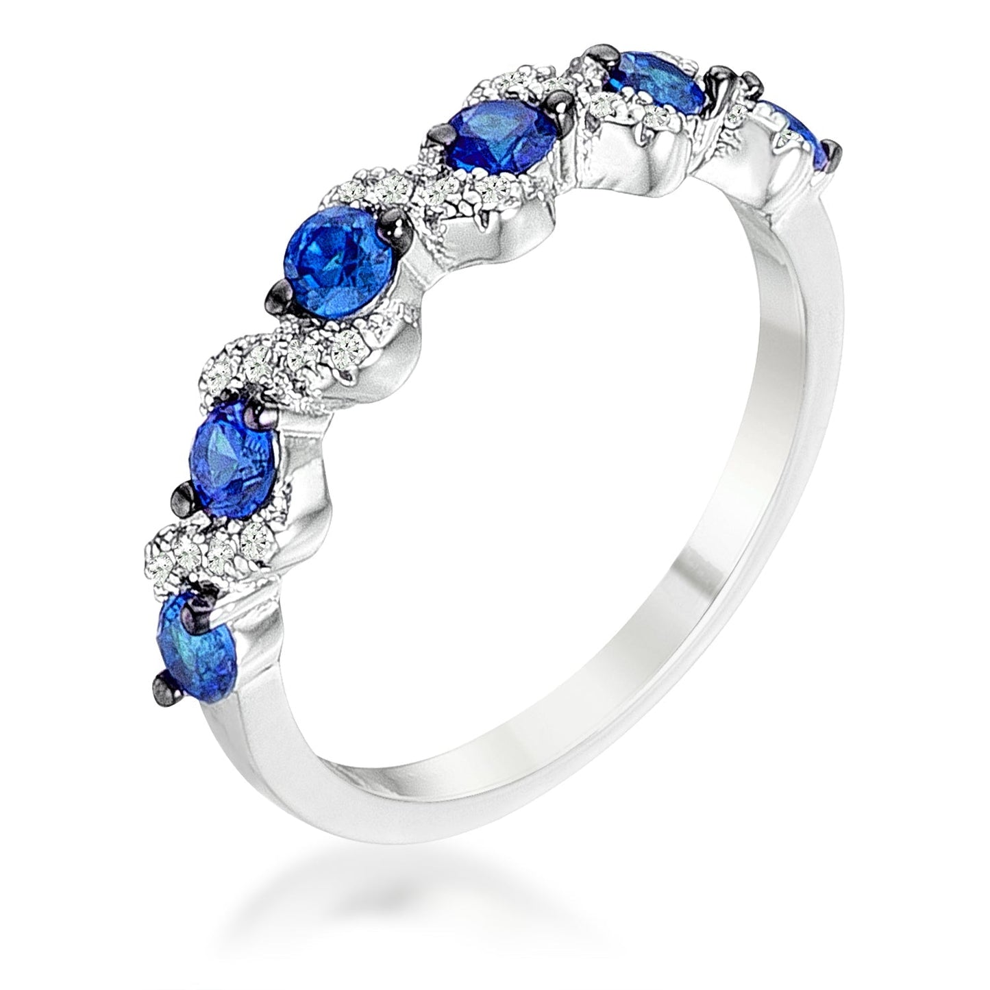 Avera .18Ct Hematite Plated S Shape Cubic Zirconia Half Eternity Band