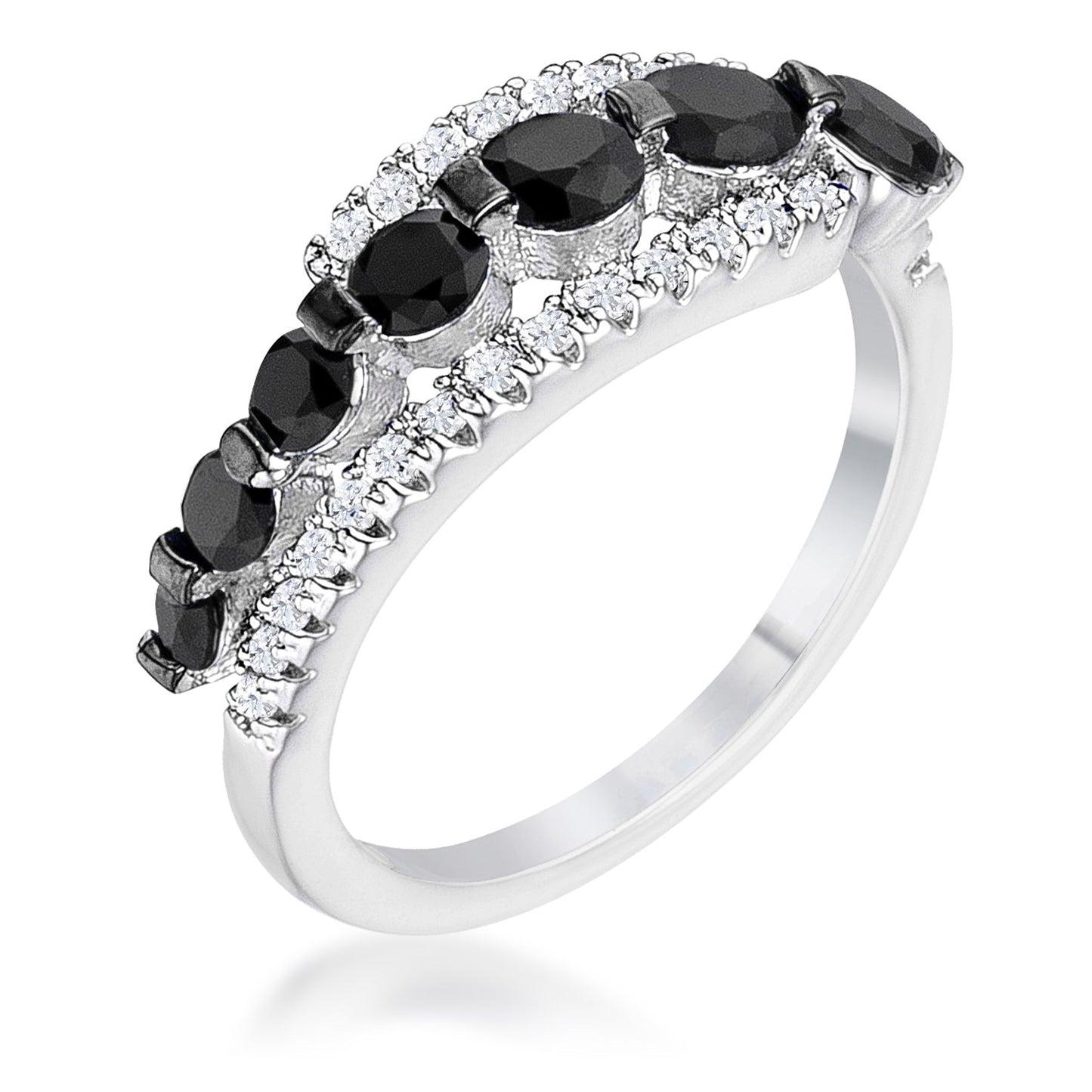 Avera 1.06Ct Hematite Plated Graduated Cubic Zirconia Half Eternity Ring