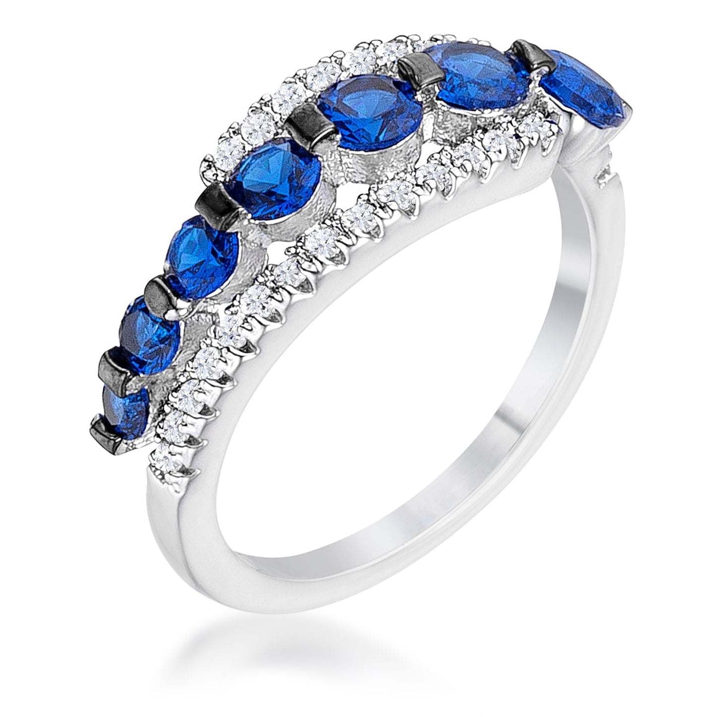 Avera 1.06Ct Hematite Plated Graduated Cubic Zirconia Half Eternity Ring