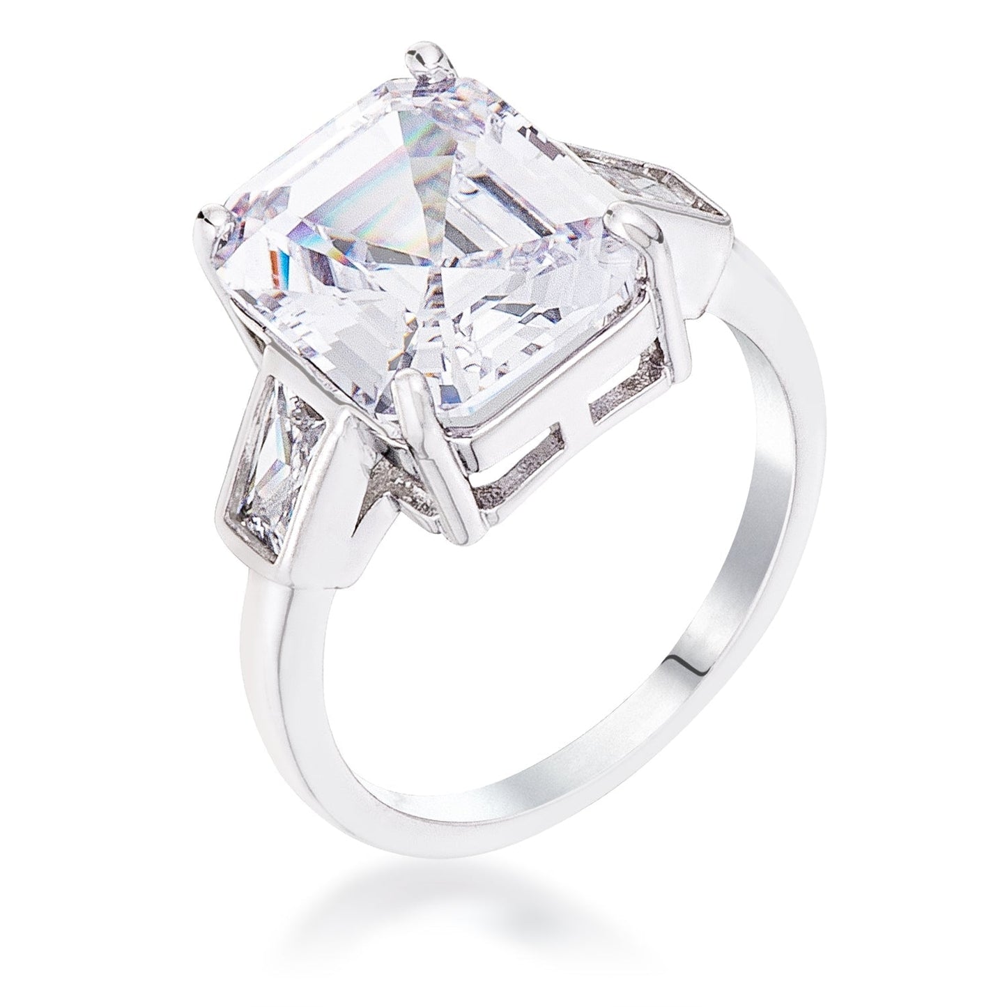 Avera 9.71 Ct Triple Stone Emerald Cut Cubic Zirconia Ring