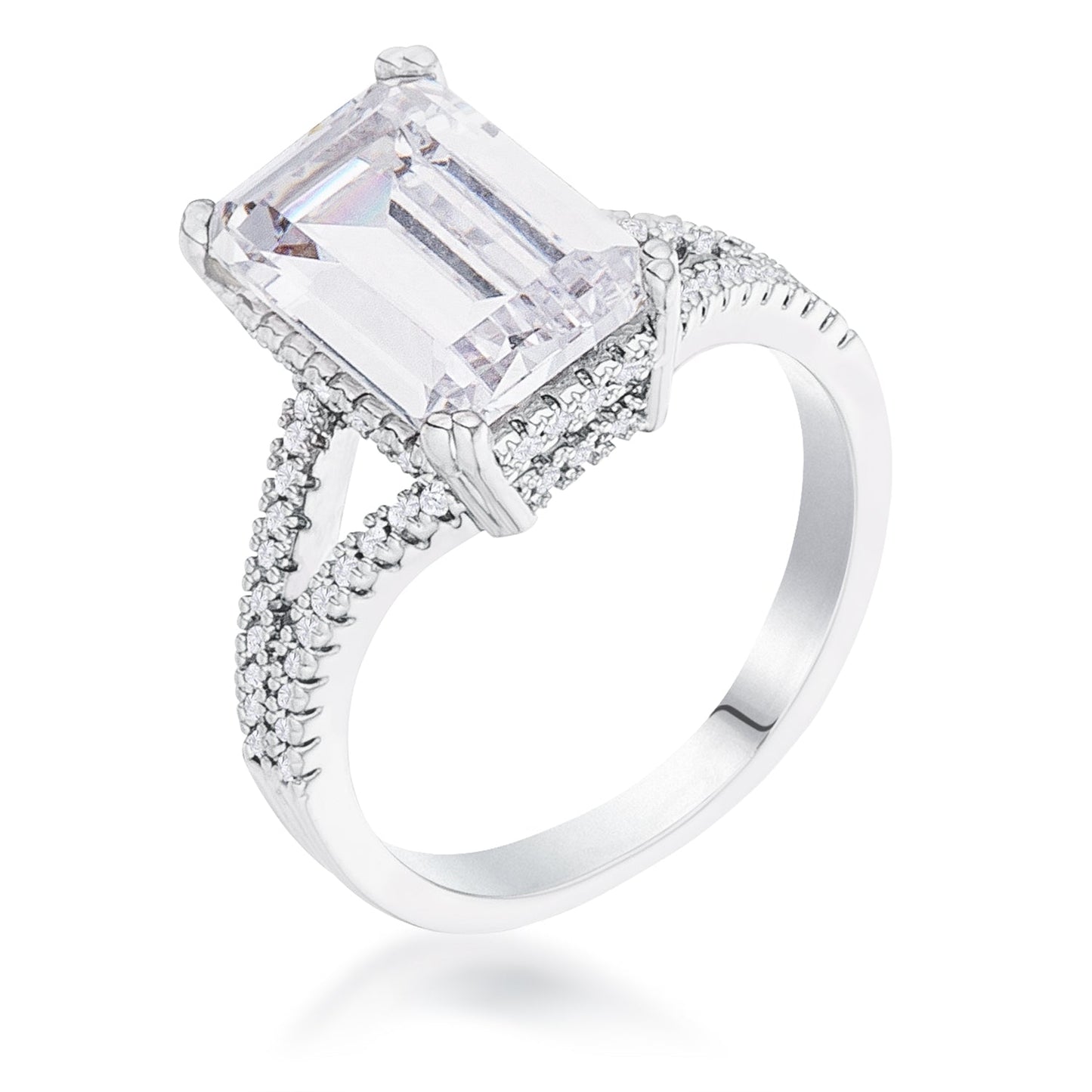 Avera 6.75Ct Plated Emerald Cut Wishbone Ring