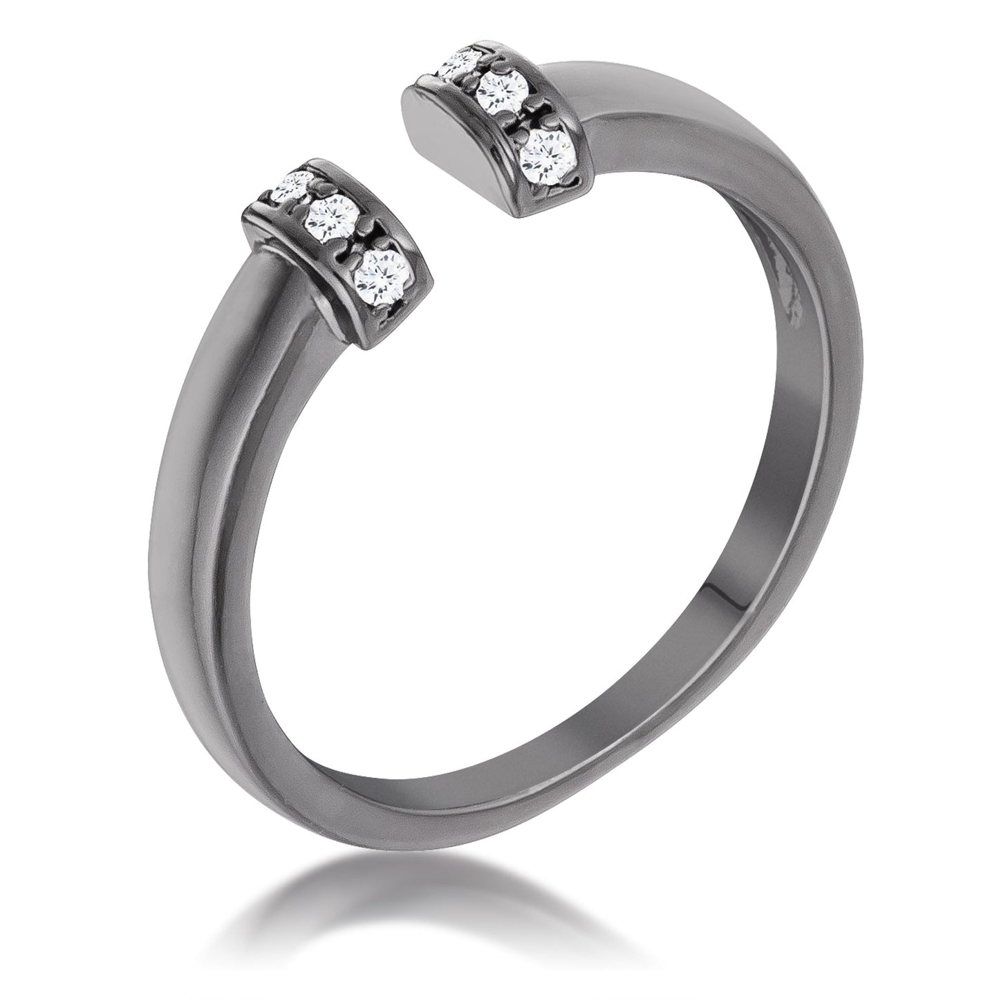 Avera Hematite Petite Cz Open Cuff Ring