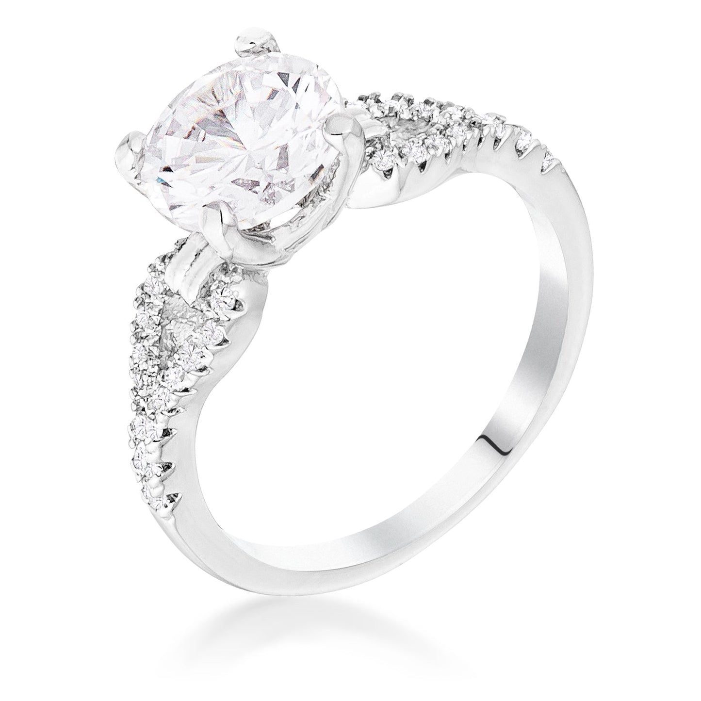 Avera 2.11Ct Round Cut Cubic Zirconia Petite Ribbon Engagement Ring