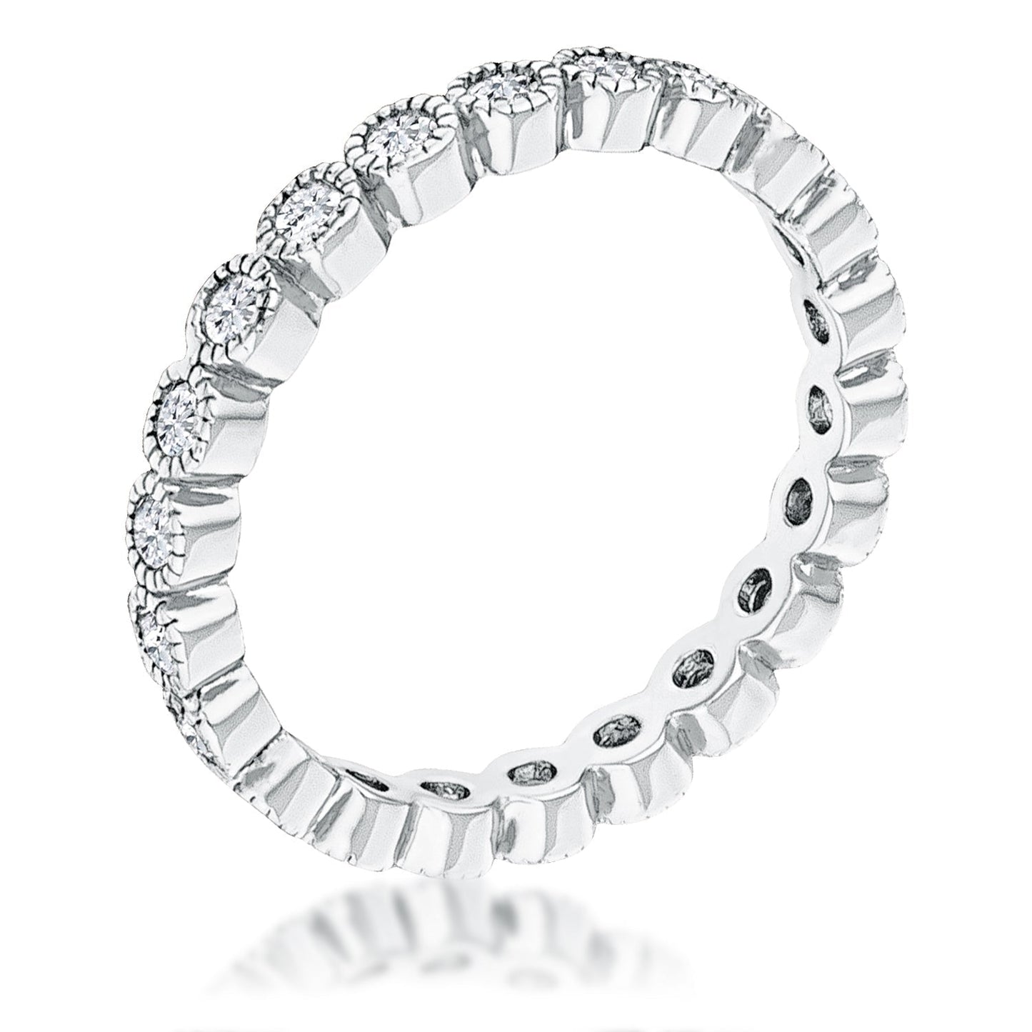 Avera Dotted Cz Round Bezel Eternity Ring In Pink