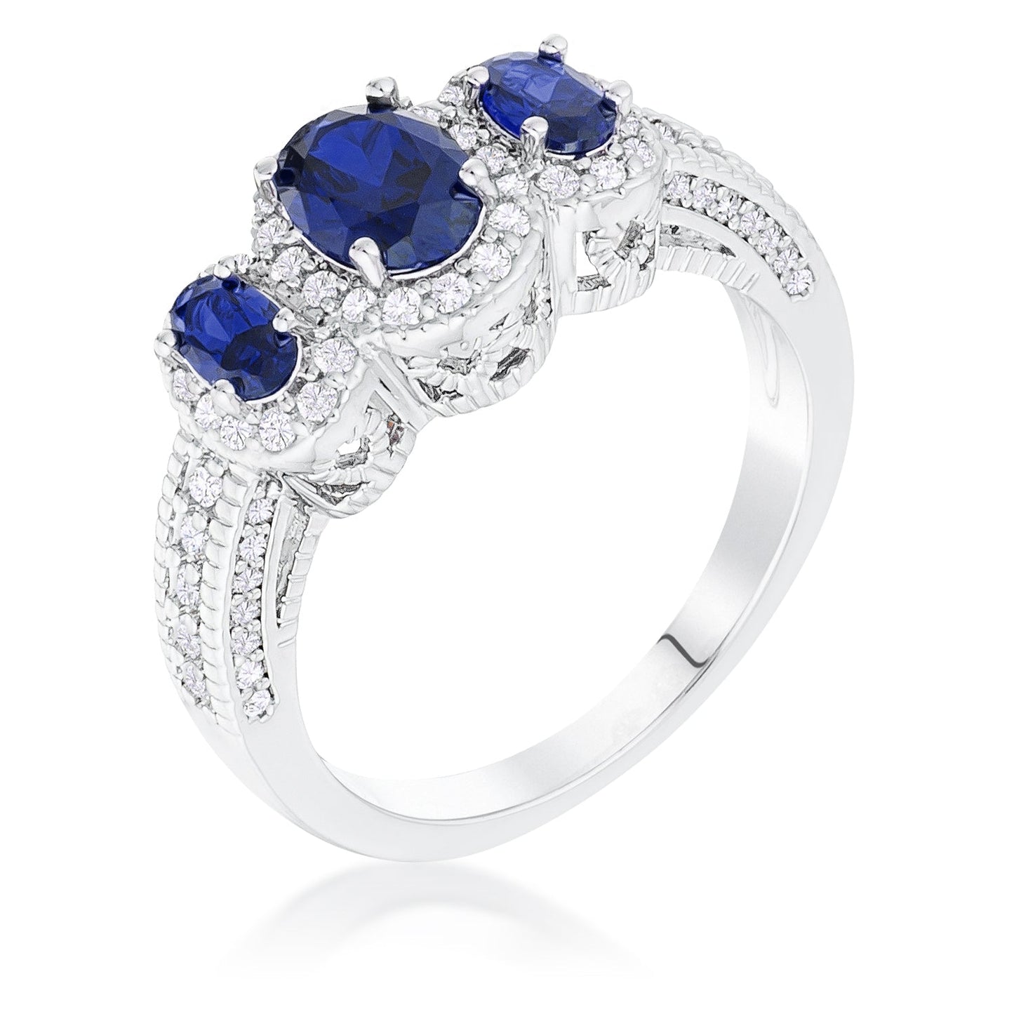 Avera 3-Stone Oval Cut Cubic Zirconia Halo Ring