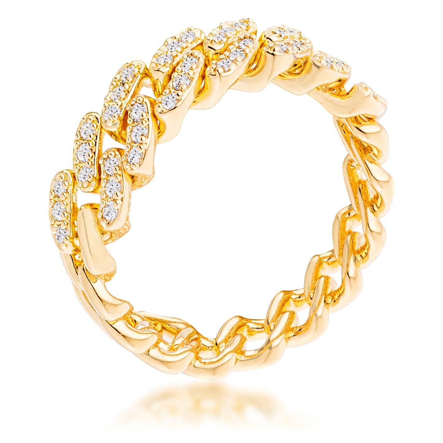 Avera Cz Round Cut Flexible Chain Ring In Pink