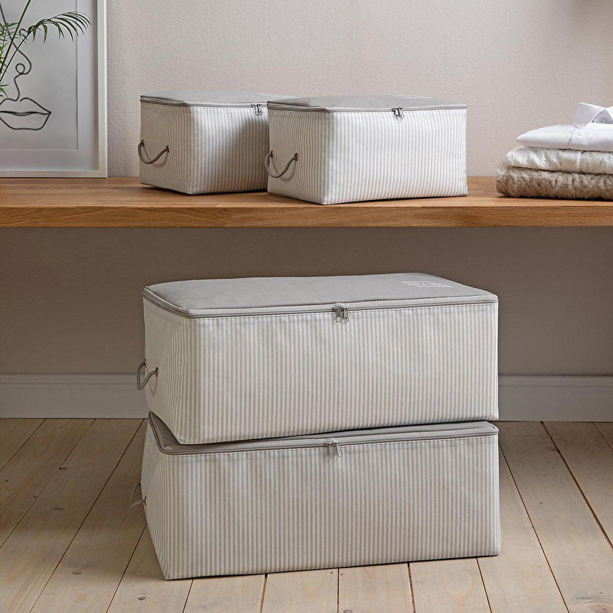 Ocean Home 4-Piece Gray Collapsible Storage Basket Set for Home Organization