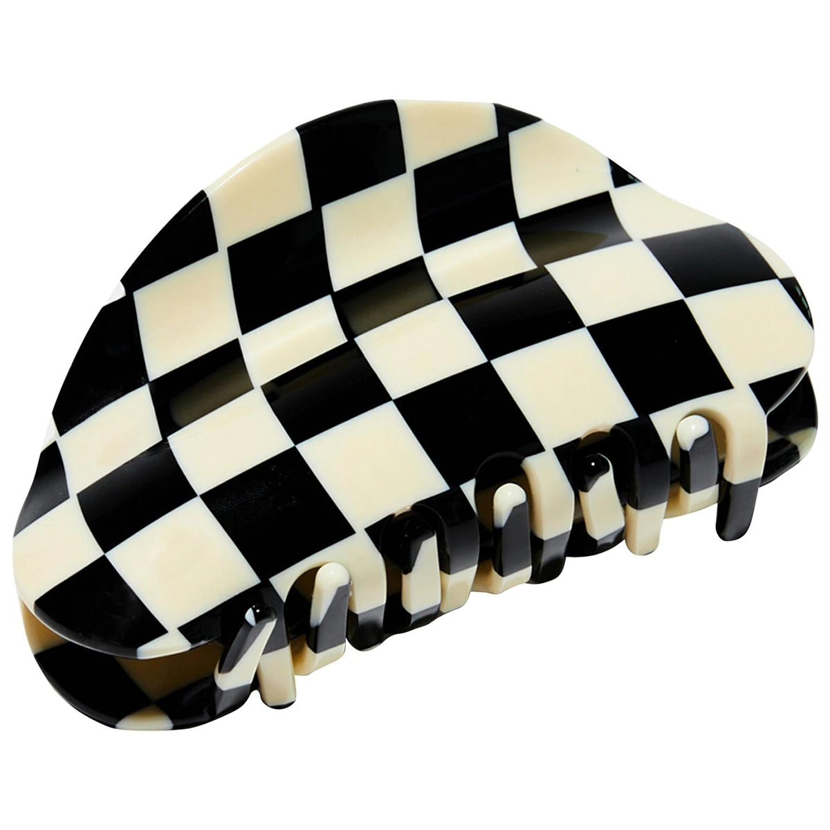 Chunks Medium Checker Hair Claw Clip: Secure Hold, Bold Style, Sustainable Acetate - Black & White Hair Accessories
