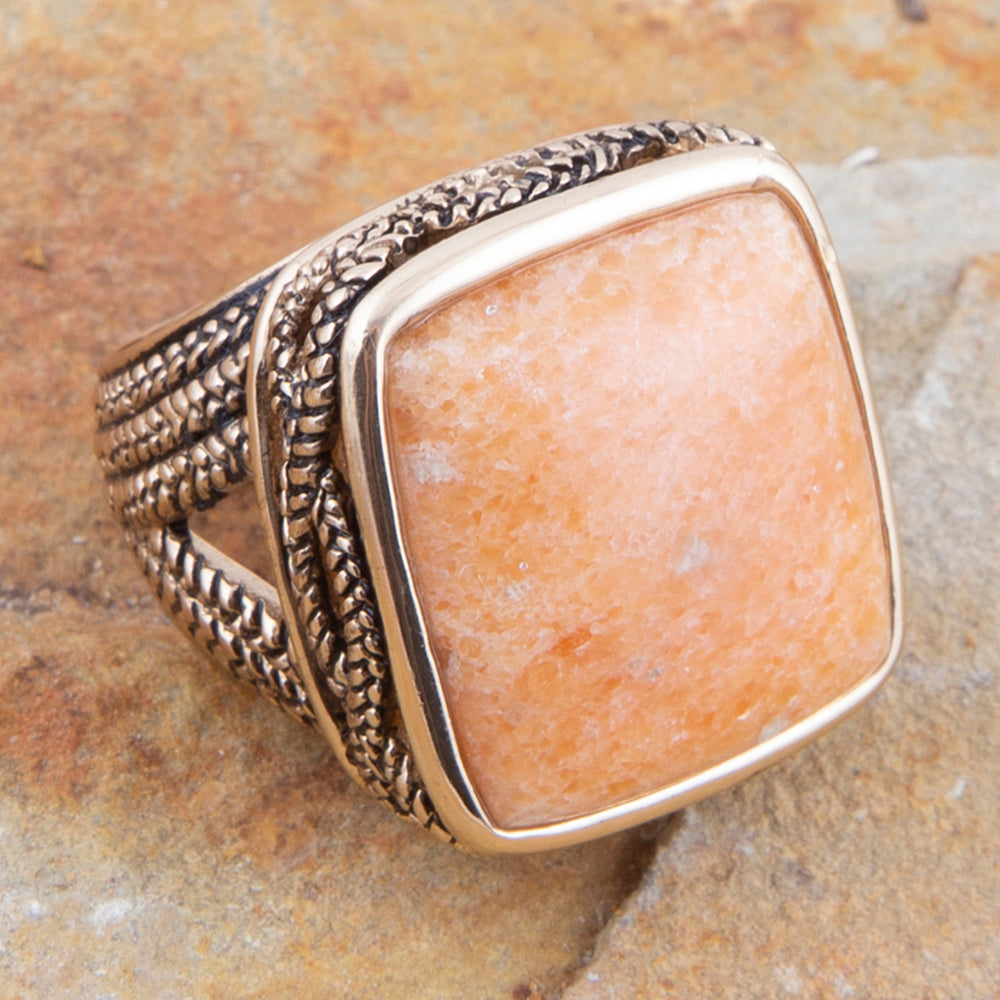 Yellow Agate and Golden Statement Ring