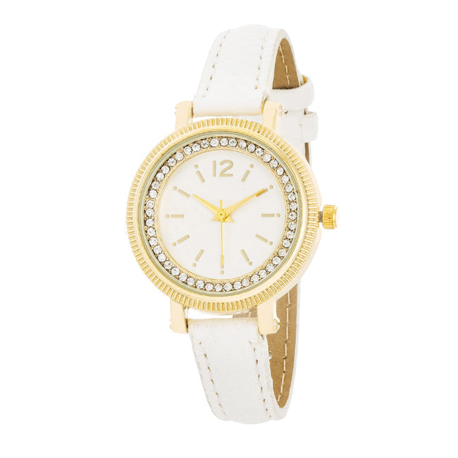 Avera Georgia Crystal Watch With Leather Strap