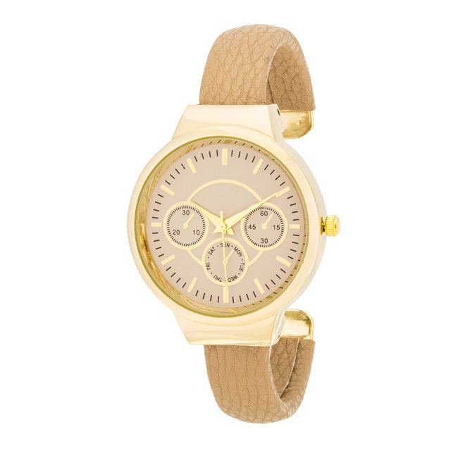 Avera Reyna Leather Cuff Watch In Brown