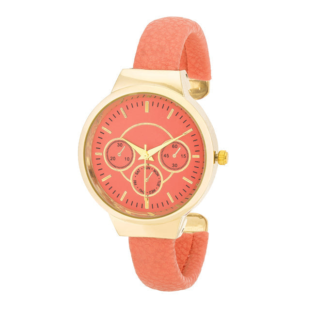 Avera Reyna Leather Cuff Watch In Brown