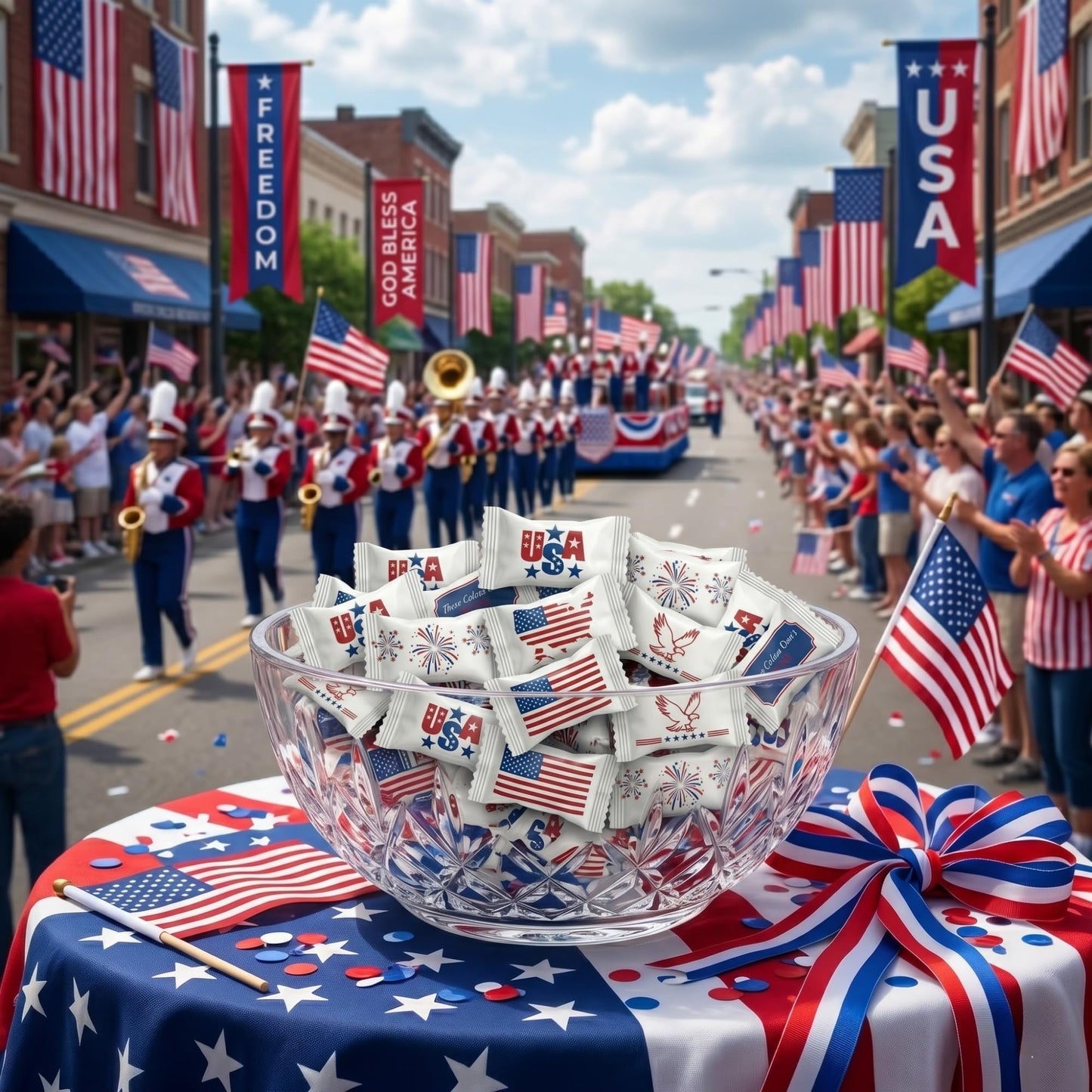 USA Flag Buttermints 220ct | Individually Wrapped Patriotic Butter Mints | American Flag Candy for 4th of July, Memorial Day, Veterans Day & Military Party Favors